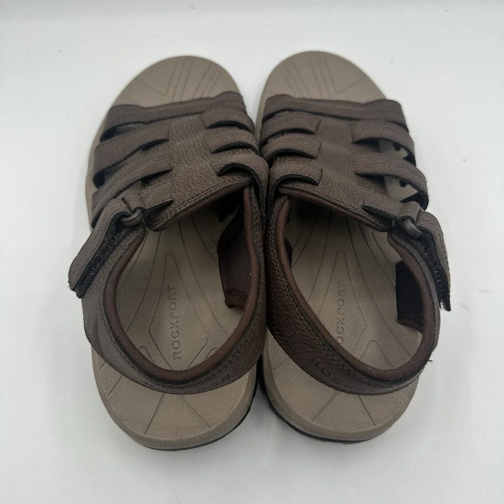 Rockport Byron Fisherman Sandals Mens‎ Sz 9 M Java Brown Adjustable Strap Shoes